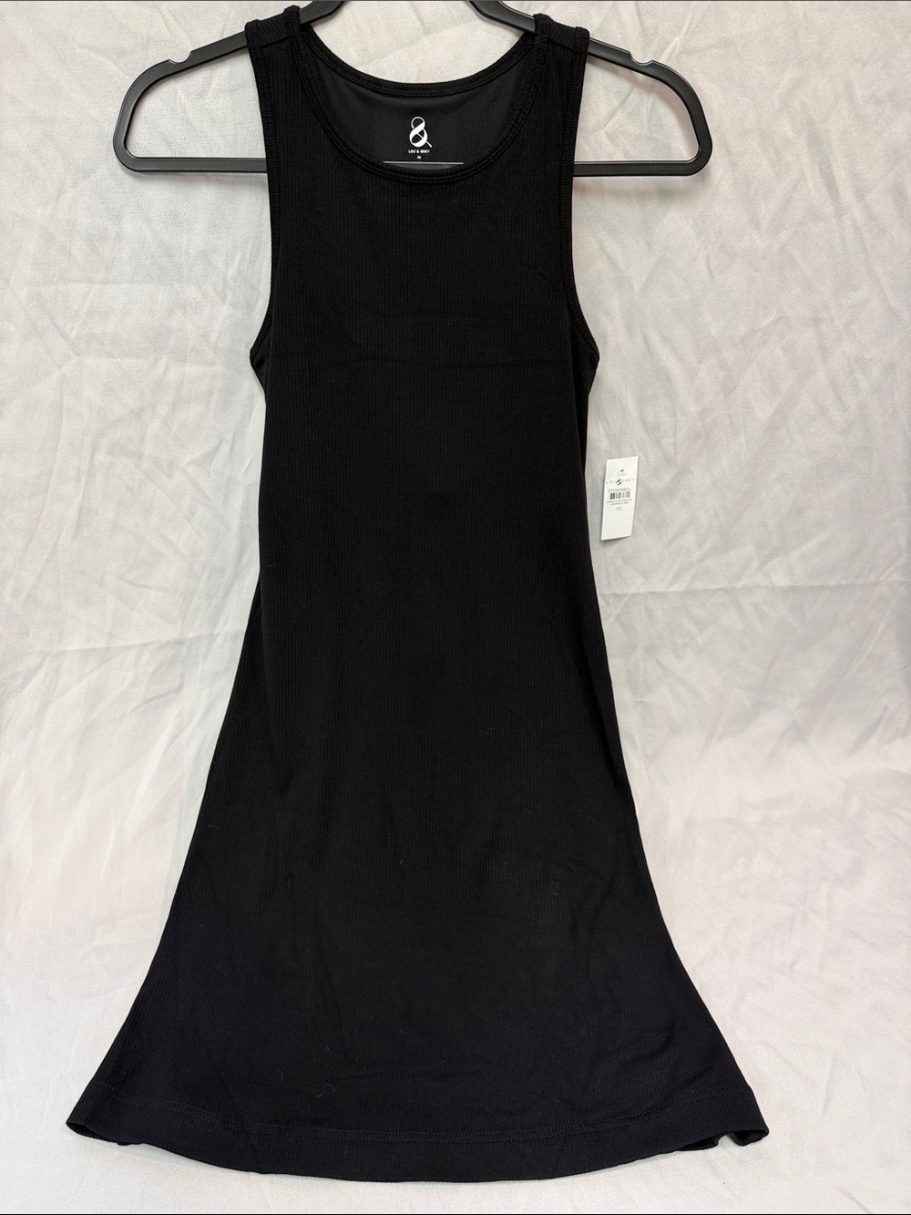 Lou & Grey Sleeveless Black Ribbed Racer-back Stretch Dress